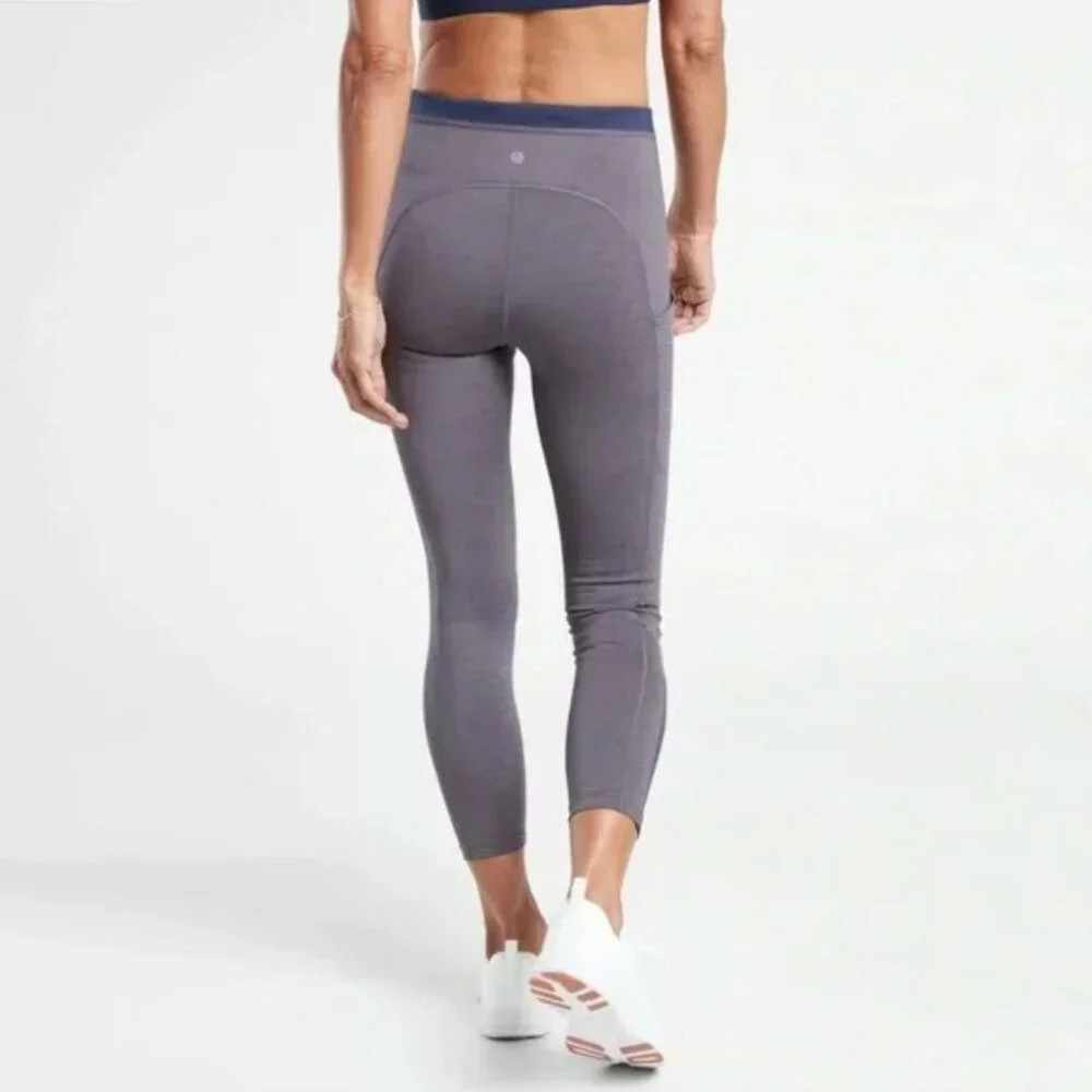Athleta Ultimate Stash Pocket 7/8 Tight Leggings in Heather Grey/Navy, size M - Picture 11 of 11